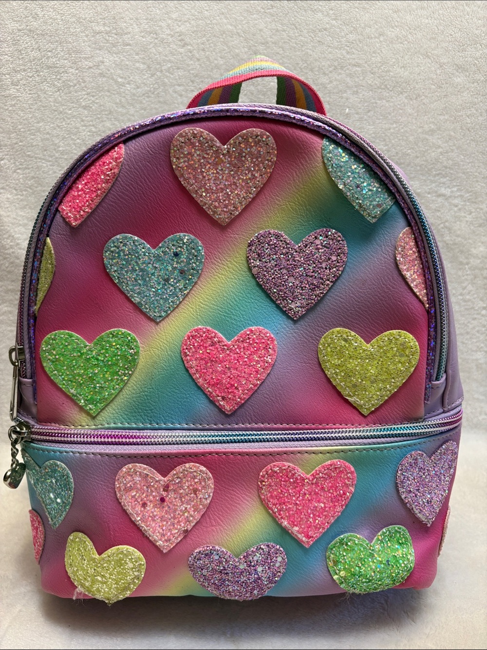 OMG Accessories Ombre Heart Patched Quilted Mini Backpack